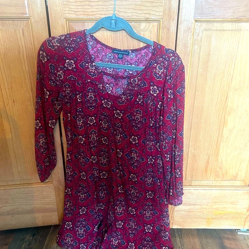 American Eagle Outfitters Red Paisley Top